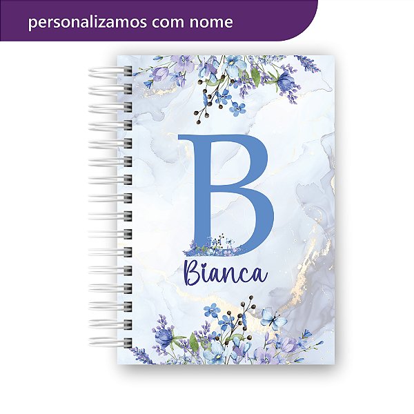 Agenda 2026 Alfabeto Flores Azuis Borboleta Personalizada