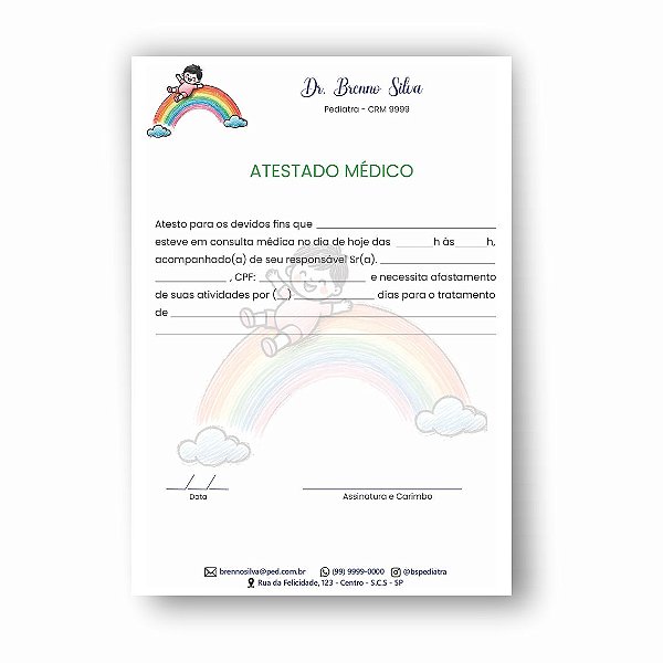 Atestado Médico | Pediatra | Personalizado | MP102