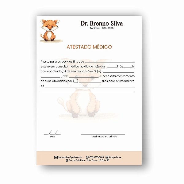 Atestado Médico | Pediatra | Personalizado | MP104