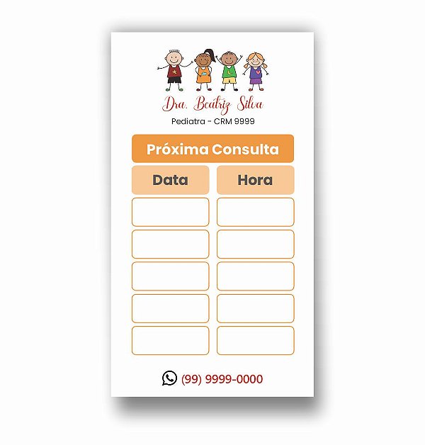 Cartão de Horário | Agendamento | Pediatria | Personalizado | MP101