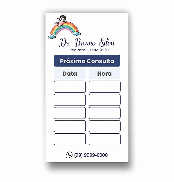 Cartão de Horário | Agendamento | Pediatria | Personalizado | MP102