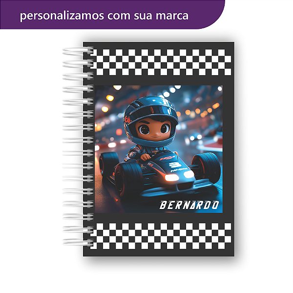 Agenda Escolar | Personalizada | Menino Carros | Corrida | Colocamos Nome na Capa