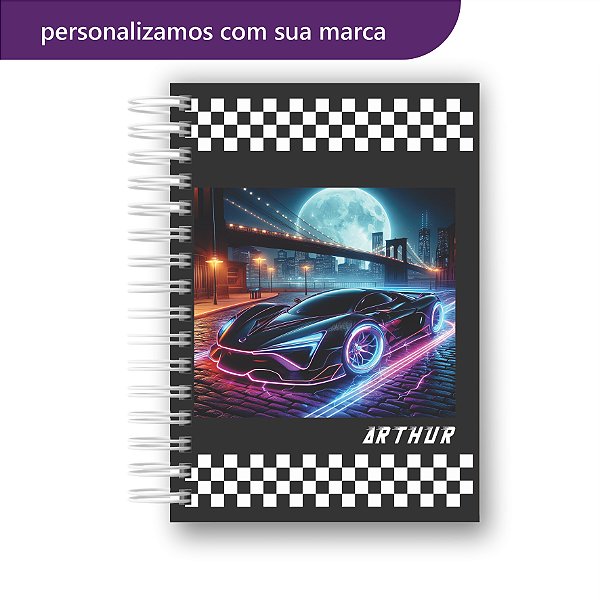 Agenda Escolar | Personalizada | Menino Carros | Corrida | Colocamos Nome na Capa