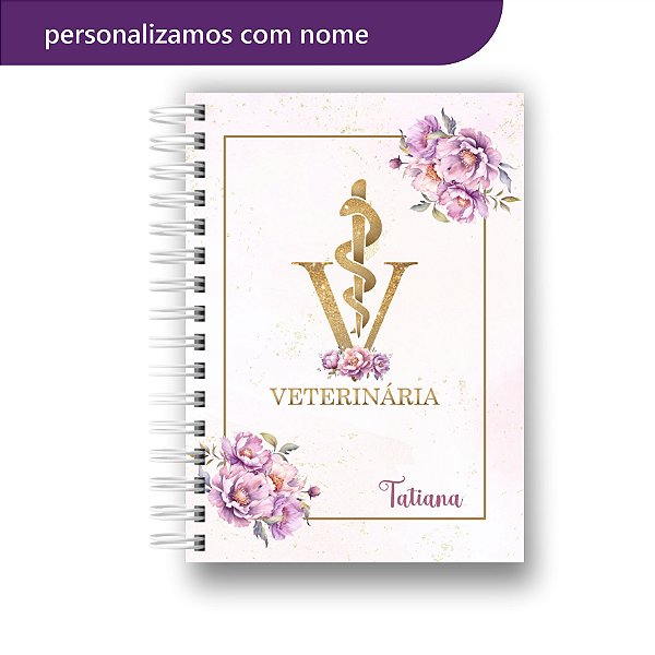 Agenda 2026 | Personalizada | Todas as Profissões | Veterinária | Lilás e Rosa | Com Nome