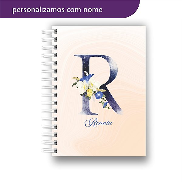 Agenda 2026 | Personalizada | Alfabeto | Floral | Azul | Com Nome