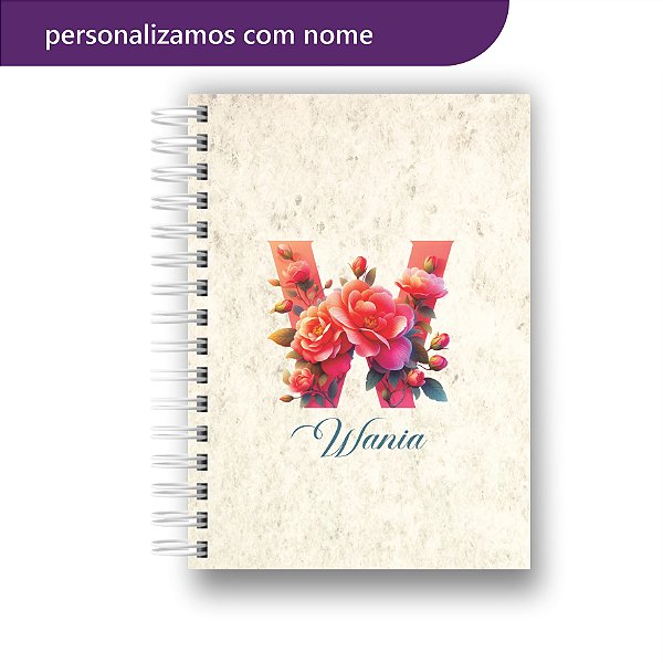 Agenda 2026 | Personalizada | Alfabeto | Floral | Vermelho | Com Nome