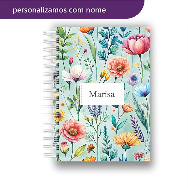 Caderno Universitário | Floral Delicado | Com Nome | Personalização Gratuita