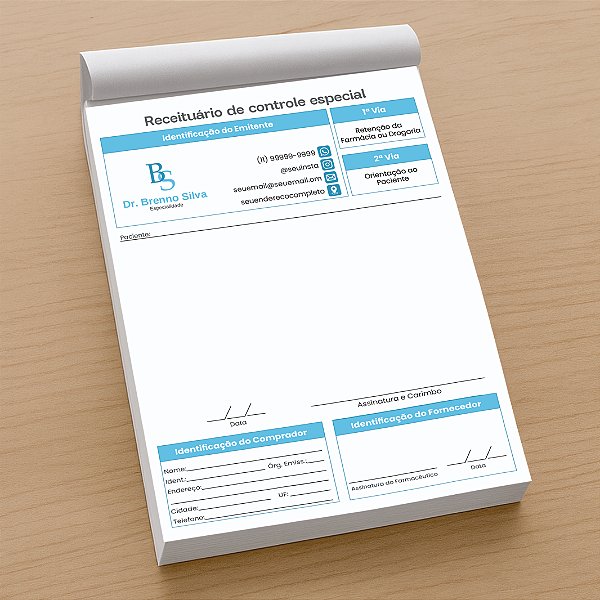 Receituário Controle Especial Médico Personalizado Autocopiativo
