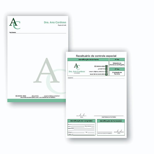 Kit Receituário Simples + Receituário Controle Especial Moderno