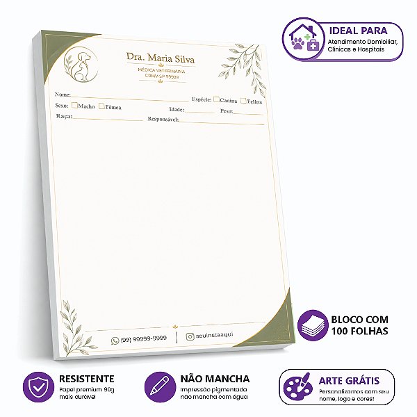 Receituário Veterinário Premium — Coleção Signature