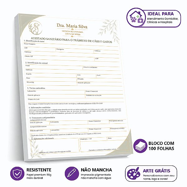Atestado de Transporte Veterinário Premium — Coleção Signature