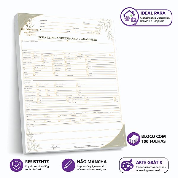 Ficha Clínica / Anamnese Veterinária Premium — Coleção Signature
