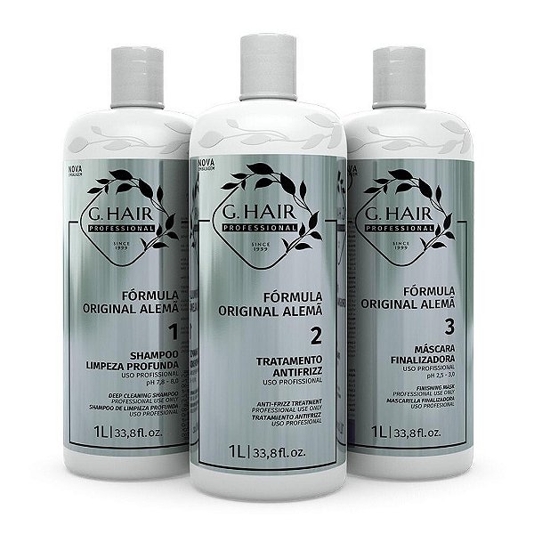 Escova Progressiva G.Hair Fórmula Alemã - Kit 3x1 Litro