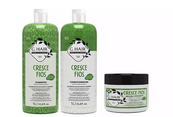 G.Hair Cresce Fios - Kit Shampoo+Condicionador+Máscara Fitoterápica