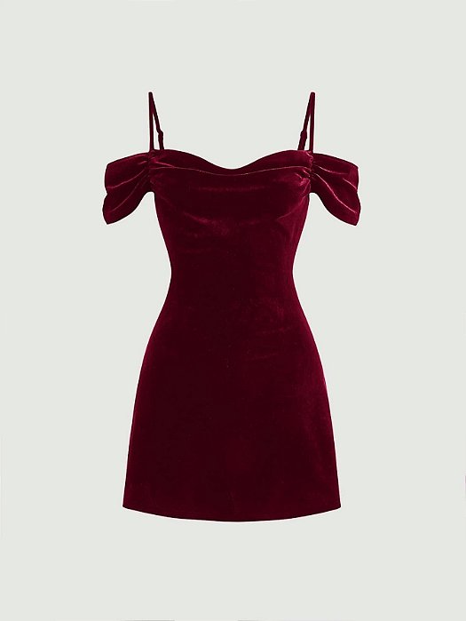 Vestido Ombro Frio Tubo Veludo