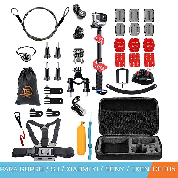 Kit Moto adesivo capacete motovlog Gopro Hero 7 6 5 4 Black