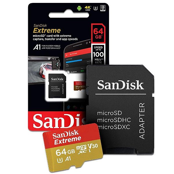 CARTÃO DE MEMÓRIA MICRO SD SANDISK EXTREME 64GB