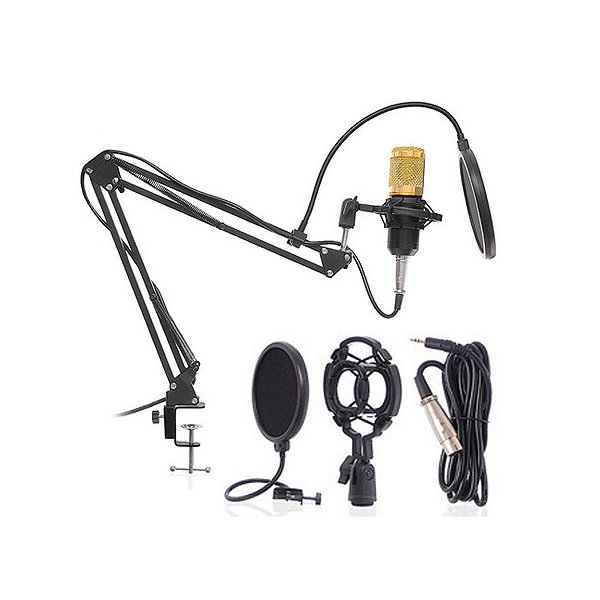Kit Microfone Condensador + Pop Filter + Bracinho Articulado