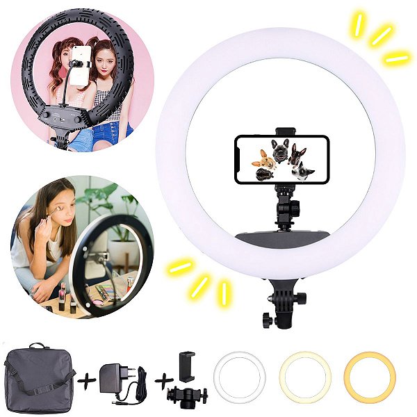 Iluminador Ring Light Anel celular 35 Fotos Selfie Blogueiro