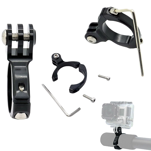 Suporte Preto Alumínio Guidão Moto Bike Compatível Gopro