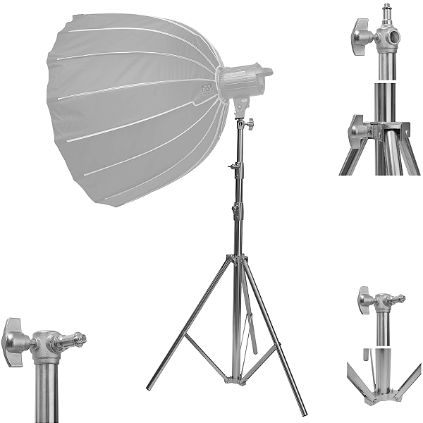 Tripé Iluminação Profissional Estúdio 2,80m Aço Inox Reforça