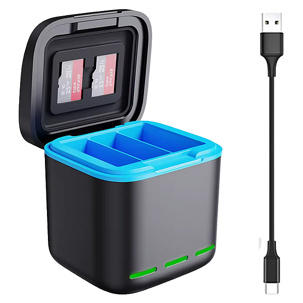 Carregador Triplo Box P GoPro Hero 9 10 11 12 Carrega Rápido