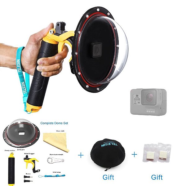 Dome 6 Gopro Hero 7 Black Aquáticas Telesin Efeito Aquário