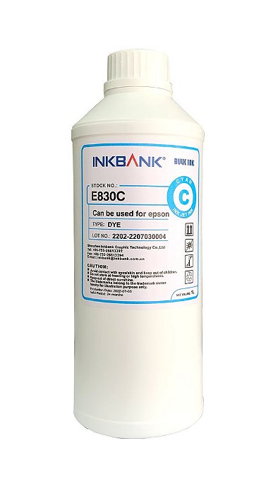 1 Litro - Tinta Ciano Corante InkBank E830 E850 p/ Impressoras EPSON