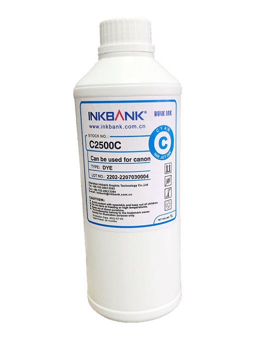 1 Litro - Tinta Ciano Corante InkBank C2500 para Impressoras CANON