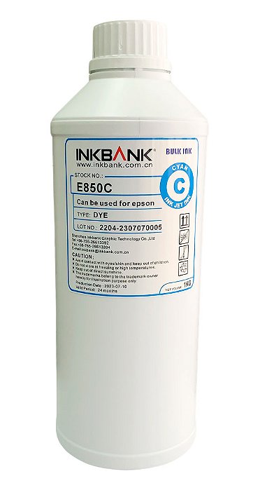 1 Litro - Tinta Ciano Corante InkBank E850 p/ Impressoras EPSON