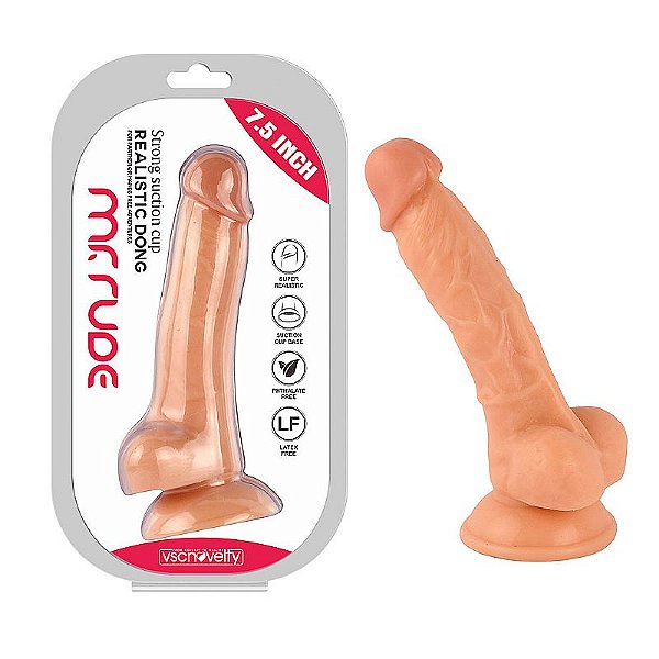 Pênis Realístico Mr. Rude com ventosa - 19,0 X 3,5 cm