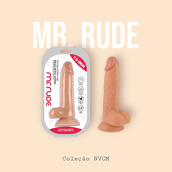 Pênis Realístico Mr. Rude com Ventosa - 19,0 X 3,5 cm