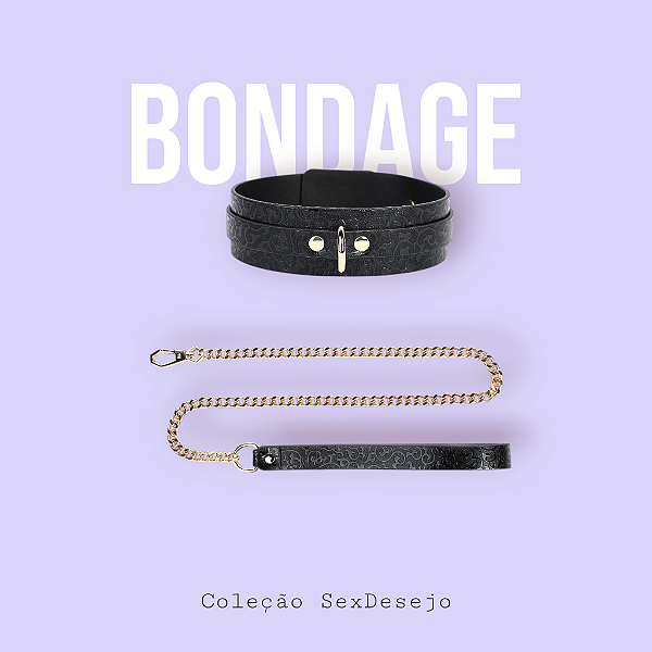 Coleira Bondage e Corrente Guia