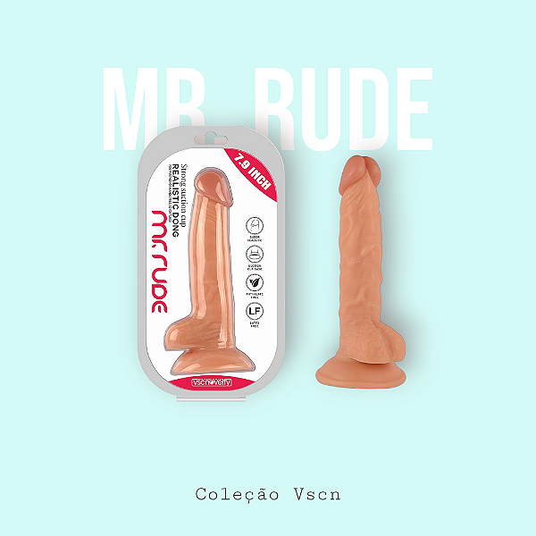 Pênis Realístico Mr. Rude 3 com Ventosa - 20,0X 4,0 cm