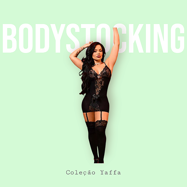 Bodystocking Mini Vestido com Cinta-Liga e Meias
