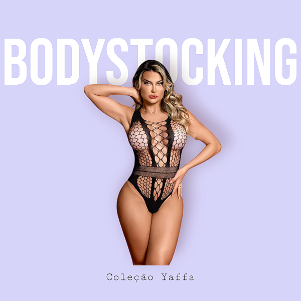 Body Arrastão trama aberta - Bodystocking