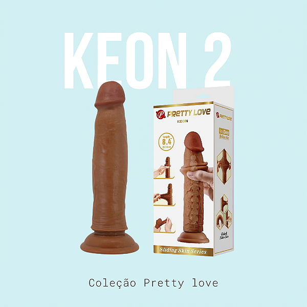 Dildo Realístico com Dupla Camada - Keon 2 / Marrom - 21,4 X 4,4 cm - Pretty Love