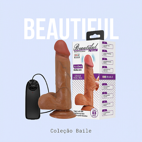 Pênis Realístico com Vibrador - Bahamut - 21,8 X 4,6 cm - Baile