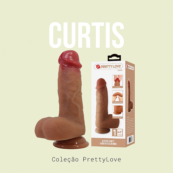 Pênis Realístico com Ventosa / Silicone Líquido - Curtis - 17.3 x 4.2 cm - Pretty Love