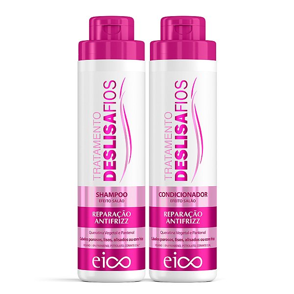 Kit Eico Deslisa Fios Shampoo 800ml + Condicionador 750ml Tratamento Antifrizz