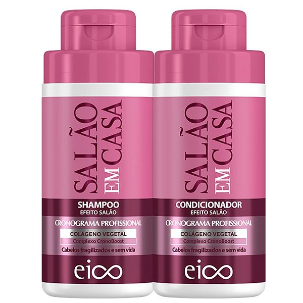 Kit Salão em Casa Cronograma Profissional Eico Shampoo 450ml + Condicionador 400ml Complexo Reparador
