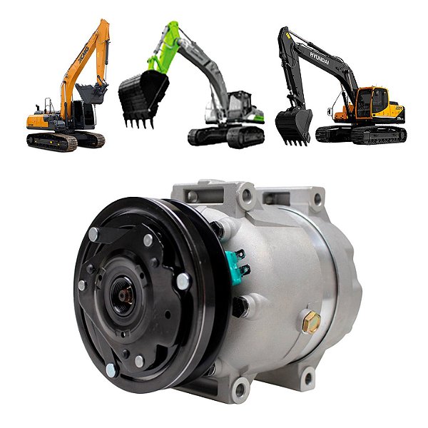 Compressor de Ar Condicionado Harrison 24 Volts Maquina Escavadeira Hyundai