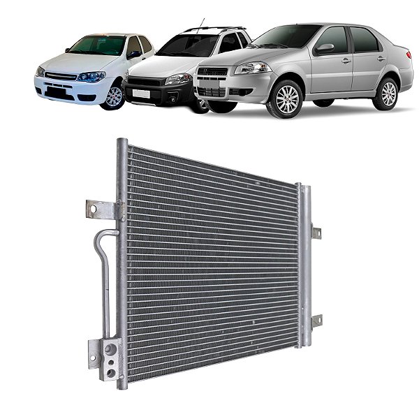 Condensador de Ar Condicionado Fiat Palio Siena Strada Motor Fire 1.0 e 1.4 2008 em Diante PalioSiena Motor E-Torq Modelo Denso Sistema Behr