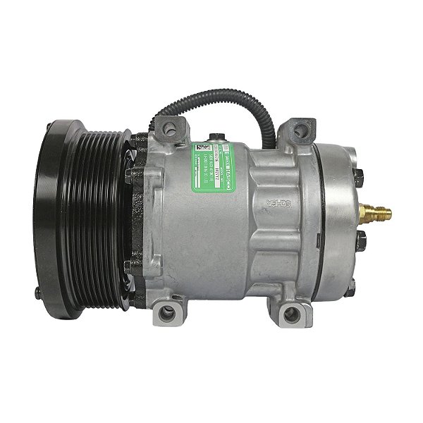 Compressor de Ar Condicionado SANDEN AA7H15AA 4769 Parafuso Passante Descarga e Sucção Traseira Máquina Trator Caterpillar D4E