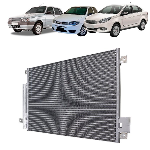 Condensador de Ar Condicionado Fiat Uno 2010> , Palio 2012> , Grand Siena Motor E-Torq Sistema Valeo