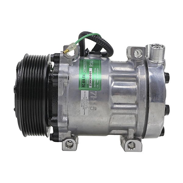 Compressor de Ar Condicionado 7H15 Passante Saida Vertical - 24 Volts Polia 8pk
