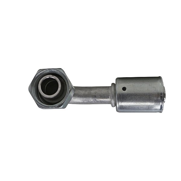 Conexão O'ring 90º Fêmea 10mm Aluminio c/Clip Porca em Aço