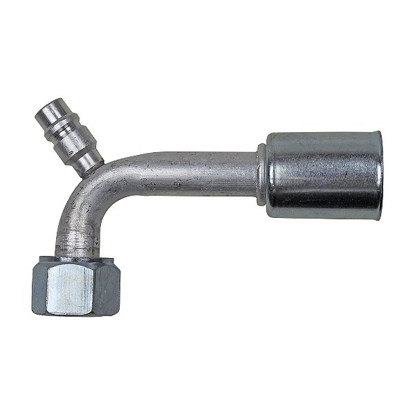 Conexão O'ring 90º Fêmea 10mm Aluminio c Válvula R134a