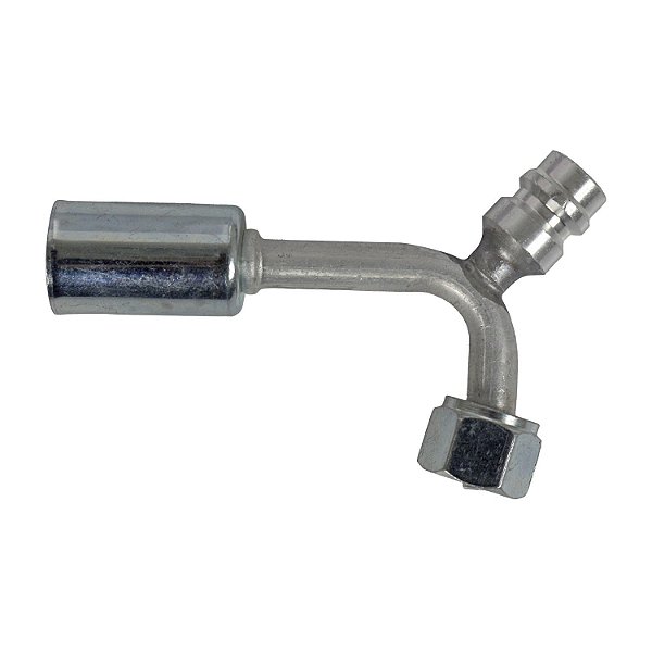Conexão O'ring 90º Fêmea 06mm Aluminio c Válvula R134a