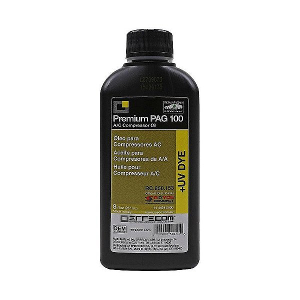 Óleo Compressor de Ar Condicionado R134a PAG 100-8D ERRECOM c, Contraste 237ml
